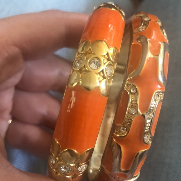 Set of orange enamel bracelets - Picture 3 of 6